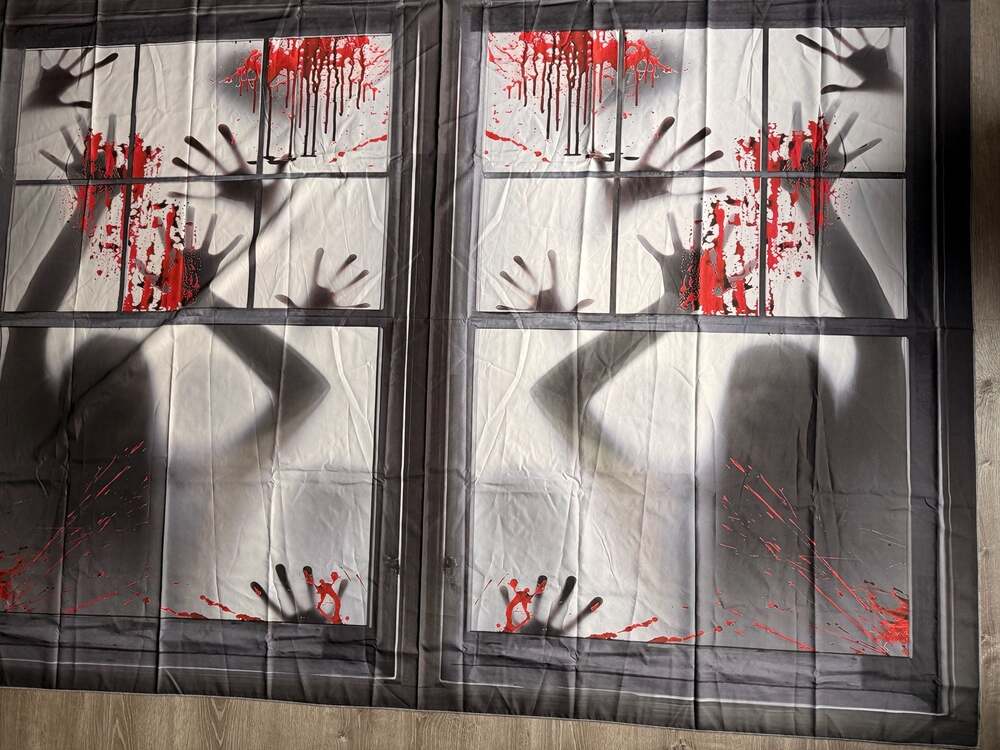 Halloween Large Window Decorations Door Cover, Window Clings Poster for Scary B